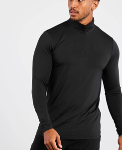Hauts décontractés pour hommes de qualité supérieure, coupe ajustée, motif uni, col rond, séchage rapide, tricotés, avec fermeture éclair, couleur unie, faible MOQ - Product Image 3