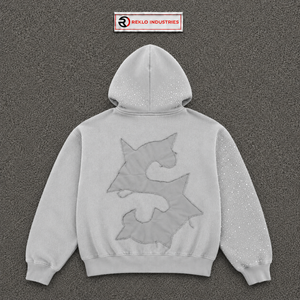 Grey Fast Money Rhinestone Zip Up Hoodie Black Letter Graphic Cropped <b>Streetwear</b> <b>Y2K</b> Hip Hop Oversized Crystal Studded Fashion - Product Image 6