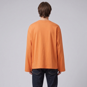 T-shirt ample à manches longues pour homme, col rond, 100 % coton, coupe oversize, style streetwear d'été, épaules tombantes - Product Image 2