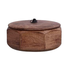 Durable Solid Color <b>Storage</b> Lid Rounded Wooden Roti <b>Box</b> Food Grade Natural Wood Wedding Restaurant Tableware - Product Image 6