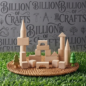 Ensemble de blocs de construction en bois naturel 100 pièces beige, jouet éducatif pour la construction, pour la motricité fine des enfants d'âge préscolaire - Product Image 6
