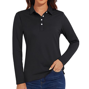Polo de Punto de Manga Larga Color Coral Sólido para Mujer, Estilo Casual, Corte Regular - Product Image 2