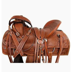 Selle de cheval Western haut de gamme en cuir marron, artisanale et durable, pour l'équitation, le ranch et le trail, équipement équestre - Product Image 2