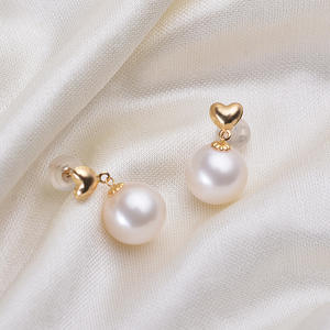 Boucles d'oreilles en argent S925 avec perle d'eau douce ronde Aurora de 9-10 mm, sans trou d'oreille, de Zhuji - Product Image 1