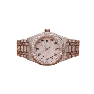 Reloj de pulsera VVS Moissanite de oro de lujo de diseño redondo de gama alta, relojes de pulsera impermeables con diamantes para hombre - Product Image 1