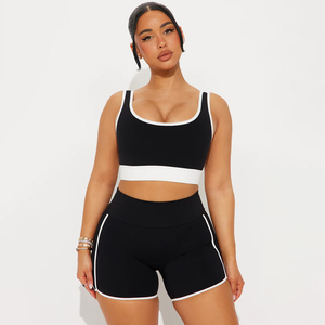 Conjunto de Verano para Mujer de Dos Piezas: Camiseta sin Mangas y Pantalones Cortos de Ciclismo, Poliéster/Algodón, Ropa Casual con Opciones Personalizadas - Product Image 1