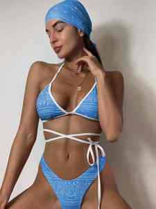 Nuevo Traje de Baño con Estampado Digital Personalizado, Detalles Delicados, Sofisticado y Femenino, Ropa de Moda para Mujer, Bikini para Natación y Playa - Product Image 4