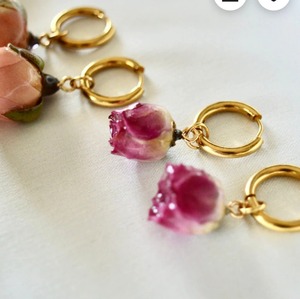 A beautiful collection of handcrafted nature inspired Resin <b>Earrings</b> orchids and preserved rosebud - Product Image 5