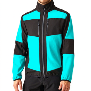 Men's <b>Red</b> Black Color Blocking Fleece <b>Jacket</b> Stand Collar Zipper Front Windproof Casual Autumn Wear - Product Image 4