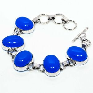 Pulsera de Piedras Preciosas Naturales Cabujón, Pulsera Chapada en Plata de Ley 925, Joyería Hecha a Mano - Product Image 3