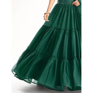 ชุดผ้าจอร์เจียประดับเลื่อมสีเขียวสุดเจ๋งชุดปาร์ตี้ lehenga choli กับ dupatta - Product Image 3