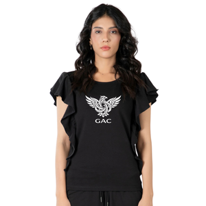 Camiseta de Verano para Mujer, de Manga Corta, con Volantes, Lisa, de Algodón Teñido, Informal, con Logotipo Personalizado, Suave y Transpirable - Product Image 1