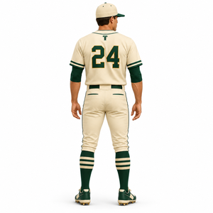 Tigers Baseball Uniform Set Men's Cream Green Tackle Twill Jersey Pants Breathable Polyester All Seasons Adult Size High Quality - Product Image 6