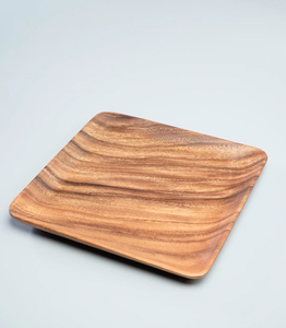 Assiette carrée en bois d'acacia 100% naturel, vaisselle, artisanat, accessoires pour la maison et la cuisine - Product Image 6
