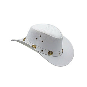 Sombreros de Vaquero de Cuero Genuino con Conchos de Latón, Ala Ancha, Ligeros, Diseño Único, para Exteriores, Rancho, Sombreros Occidentales Personalizados - Product Image 3