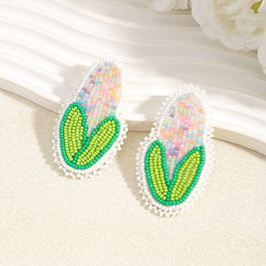 Pendientes de Gota con Forma de Maíz Coloridos, Tejidos a Mano, Serie Frutas, Joyería de Aleación con Cuentas Hechas a Mano para Mujer por MD HANDICRAFTS - Product Image 6