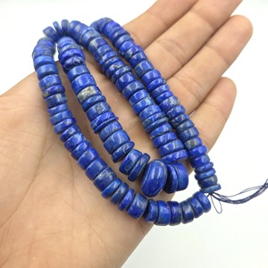 Natural Lapis Lazuli Smooth Roundel Shape <b>Beads</b>: Gemstone <b>Beads</b> Size 8X14MM Length 16"Inch Factory <b>Direct</b> - Product Image 1