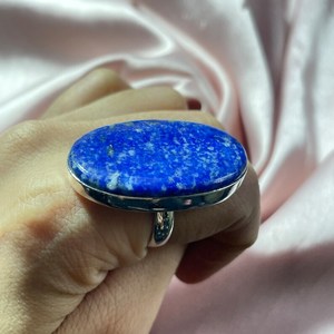 Anillo de Lapislázuli Hecho a Mano, Anillo Elegante de Plata de Ley con Piedra Preciosa Grande, Joyería de Lujo, Regalo para Mujer, Joyería Fina - Product Image 4