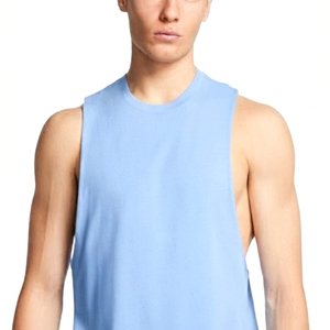 Débardeur sans manches bleu clair pour homme, col rond, couleur unie, tricoté, décontracté, respirant, écologique, vente en gros - Product Image 6