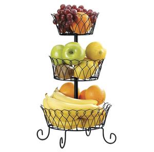 Cesta de Almacenamiento de Frutas y Aperitivos de Tres Niveles Simple Houseware, Organizador de Verduras para Encimera, Exhibidor de Almacenamiento Negro - Product Image 2