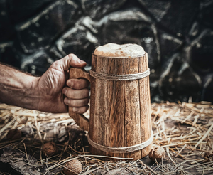 Chope à bière en bois avec poignée, style vintage, tasse à boire artisanale en bois, chope rustique pour bar à domicile, fête, festival, médiéval - Product Image 5