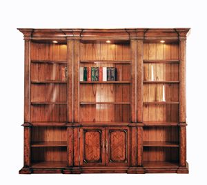 Luxury Grand <b>Solid</b> <b>Wood</b> <b>Bookcase</b> Triple Section Library Cabinet Contemporary Storage Wall Unit Home Office Living Room School - Product Image 1