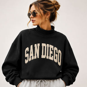 Oferta Especial: Sudadera con Cuello Alto Personalizada con Serigrafía San Diego, Forro Polar Grueso, Hombros Caídos, Estilo Oversize - Proveedor de Ropa - Product Image 1