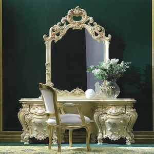 Royal Solid Teak Wood Bedroom Furniture Set Luxury Cream White Gold Carved King <b>Size</b> <b>Bed</b> 2 Nightstands Villa Master Suite - Product Image 6