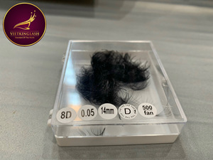 Extensions de cils personnalisées avec logo, volume 3D-8D, naturelles, longues, noires mates, courbure CC/DD/LD/M, base pointue thermocollée, cheveux synthétiques - Product Image 3