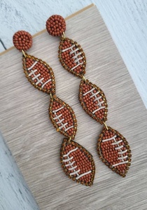 Lightweight Multi-Sport Beaded Dangle Earrings <b>Sequined</b> Basketball Soccer Baseball Teardrops Hand-Woven Gameday Jewelry Boutique - Product Image 3