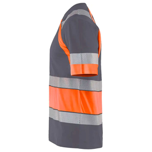 เสื้อเชิ้ตทำงานแบบสะท้อนแสงสำหรับผู้ชาย PUFFIN SPORTS รุ่น Hi Visibility แขนสั้น สีส้ม-เทา ผลิตจากโพลีเอสเตอร์ พร้อมแถบสะท้อนแสง - Product Image 2