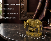 Idole de veau en laiton pur 4,5x3x3,5cm Gau Mata Murti Puja Décoration d'intérieur Design moderne Cadeau de mariage pour Diwali