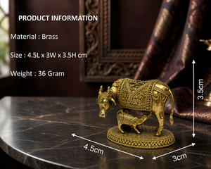 Idole de veau en laiton pur 4,5x3x3,5cm 100% laiton Gau Mata Murti Décoration de temple Puja Cadeau spirituel pour Diwali et la maison - Product Image 3