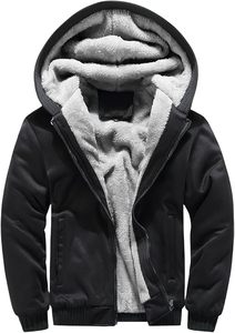 Thick warm cotton <b>blanket</b> comfortable winter outerwear Slim fit mens sherpa <b>woolen</b> zip up hoodie oversized - Product Image 2