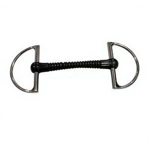 NEW HORSE RUBBER MOUTH Ribbed Flexi D BIT STEEL /HORSE HARD RUBBER MOUTH RIBBED PEHLAM FULL CHEEK D BITS HANGING CHEEK - Product Image 1