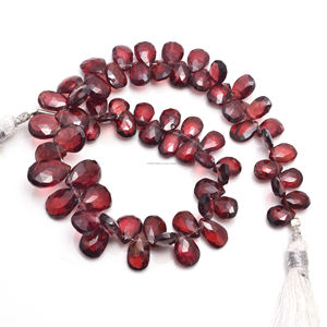 Cuentas de Granate Rodolita Natural de Alta Calidad, Facetadas en Forma de Pera, Color Rojo, Hilo de 8 Pulgadas para la Fabricación de Joyería y Collares - Product Image 2