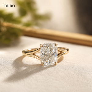 Bague de fiançailles et de solitéaire pour femme en Or rose Vermeil, avec diamant taille coussin et moissanite, à double sangle, pour anniversaire et demande en mariage - Product Image 2