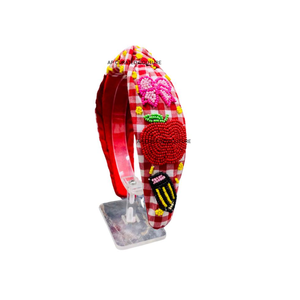 Accessoires de Noël personnalisés en gingham, coiffes festives ornées de perles, accessoires de cheveux faits à la main pour les fêtes - Product Image 5