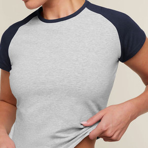 Training Exercise <b>Raglan</b> Sleeves Crop Length Short Sleeve Running Workout Sportswear Tight-Fitted T-Shirt Crop <b>Top</b> - Product Image 4