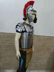 Auténtica Lorica Segmentata Medieval con Casco Romano, Acero Antiguo con Detalles en Latón, Armadura de Caballero para Halloween y Navidad - Product Image 3