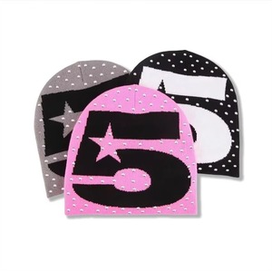 Gorro Unisex con Diseño de Número 5 con Pedrería, Color Rosa, Negro y Gris, Estilo Urbano, Gorro de Invierno Informal para Adultos, 56-58 cm - Product Image 1