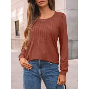 2025 2025 automne/hiver femmes à manches longues tunique à la mode chemisier à col rond pour les affaires décontracté tenues habillées - Product Image 2