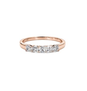 Elegante Anillo de Cinco Piedras de Diamantes Cultivados en Laboratorio, Banda de Media Eternidad, Certificado IGI, Oro Sólido de 9K, 10K, 14K, 18K, Anillo de Boda Apilable - Product Image 3
