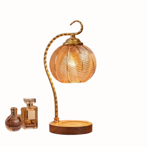 Quemador de Aromas de Nuevo Estilo con Base de Madera, Marco de Metal Dorado y Pantalla de Vidrio, Calentador de Velas para Aromaterapia en Interiores y Decoración del Hogar - Product Image 6