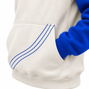 Sudadera con Capucha Oversize de Alta Calidad con Bloques de Color, Mangas Raglán, Bolsillo Frontal y Ojales Azules, Estilo Casual y Ecológico - Product Image 5