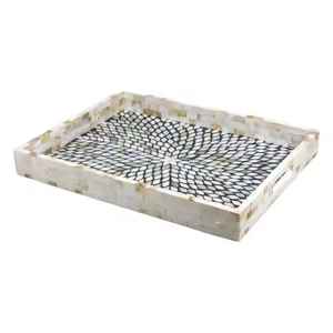 <b>Top</b> Selling Handmade MOP Inlay Serving Storage Trays <b>For</b> Weddings Ramadan Eid Festive Rectangular Serving Platters <b>For</b> Tabletop - Product Image 3