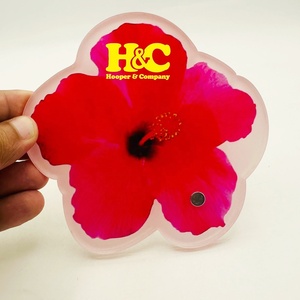 Boîte à cils magnétique en acrylique rose avec logo personnalisé, motif fleur rouge, écologique et réutilisable, pour extensions de cils - Product Image 1