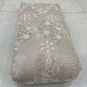 Indian Embroidered Velvet Fabric Velvet Lace African Velvet Sequins Lace Fabrics for Abaya Kaftan Evening Gown Wholesale Exports - Product Image 4