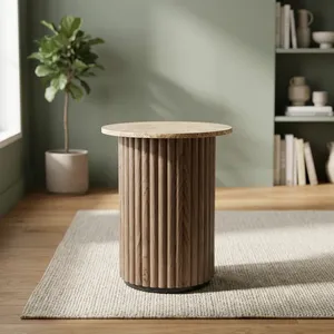 Modern <b>Round</b> Wood SIde <b>Table</b> Scandinavian Design Handmade Living Room Furniture - Product Image 6