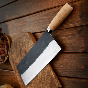 Cuchillo de Chef Chino Forjado a Mano, de Acero al Carbono Rústico, con Mango de Madera Natural para Picar y Rebanar con Precisión - Product Image 2